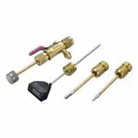 This super heat kit includes a broken Schrader remover for extracting damaged valve cores from air conditioning and refrigeration systems. It is used in HVAC service to remove broken Schrader valves without system evacuation