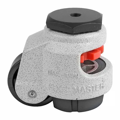FOOT MASTER Leveling Caster: 42 mm Wheel Dia, 110 lb Load Rtg., Nylon Wheel, Aluminum Frame - General Purpose Leveling Bolt-Hole Casters