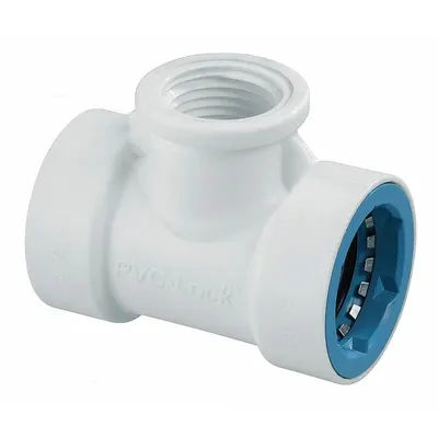 HYDRORAIN Tee: 1/2" Push x 1/2" Push x 1/2" FPT, ABS Plastic, 150 psi Max Working Pressure - Irrigation Tee Fittings