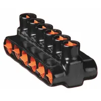 BLACKBURN Multitap Connector: 6 Port, Double-Sided Entry, 6 AWG – 500 kcmil Wire Size, Black (MPN AMTD50066)