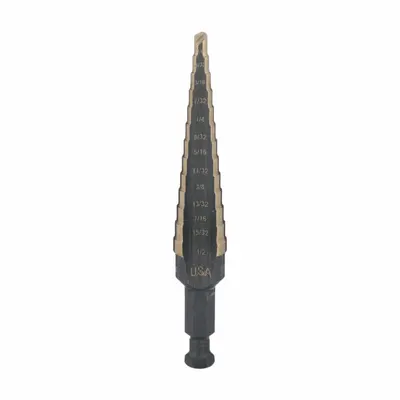 IRWIN Step Drill Bit: 1/8" to 1/2", Black Oxide Cobalt - Cobalt Step Drill Bits