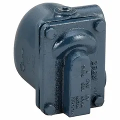 Cast iron float and thermostatic steam trap with 1/2 in FNPT connection, rated for 30 psi maximum pressure and 1,400 lb/hr capacity. Stainless steel float, horizontal installation. Used to drain condensate from steam lines, steam mains, and heat exchangers.