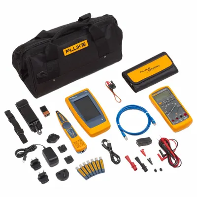 FLUKE NETWORKS Cable Tester Kit: LinkIQ, Troubleshooting Kit with 87V Multimeter - Copper Cable Verification Tester Kits