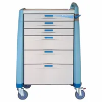 CAPSA HEALTHCARE Emergency Cart: Polymer, (1) Swivel with Brake/(3) Swivel, Blue, 6 Drawers (MPN AM-EM-STD-BLUE)