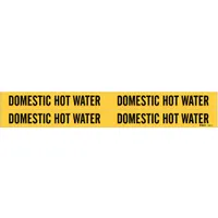 Pipe Marker: Domestic Hot Water, Yellow, Black, Fits 3/4 to 2 3/8 in Pipe O.D., 4 Pipe Markers (MPN 7087-4)