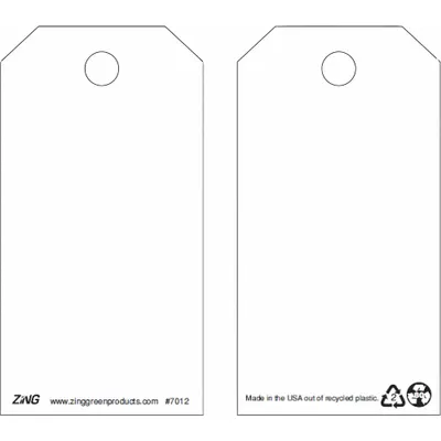 ZING Tag: 3 in Wd, 5 3/4 in Ht, White, Rectangle, Plastic, Indoor/Outdoor, 0.055 in Label Thick - Safety