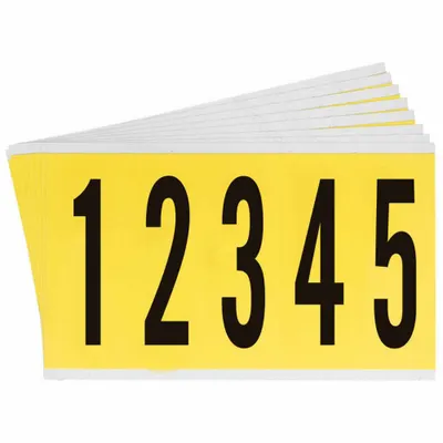 BRADY Number Label Set: 3 7/8 in Character Ht, Indoor Only, Non-Reflective, Gothic - Repositionable Letters & Numbers
