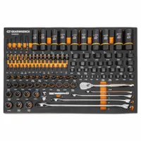 GEARWRENCH: 1/4 in, 3/8 in, 1/2 in Drive Size, Up to 1" Socket Size Range, 97 Pieces, Tray (MPN GWMSBBS02)