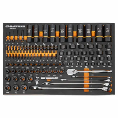 GEARWRENCH: 1/4 in, 3/8 in, 1/2 in Drive Size, Up to 1" Socket Size Range - Bolt Extraction Impact Socket Sets
