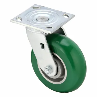 ALBION Plate Caster: Swivel, No Brake, Polyurethane, 6 in Wheel Dia, 2 in Wheel Wd - Medium-Duty Plate Casters