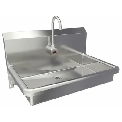 SANI-LAV Hands-Free Sink: 1 Stations, 5 in Bowl Dp, 27 in Bowl Lg, 16 1/2 in Bowl Wd - One-Station Wall-Mounted Hand Sinks with Faucets