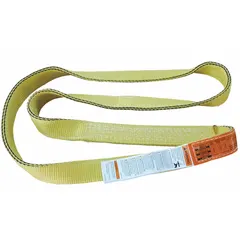 This Dayton Type 5 endless web sling is constructed of nylon with 1 ply. It has a 3 ft sling length and 1 in sling width, with a standard tag for identification. Used for lifting, rigging, and securing loads in industrial settings.