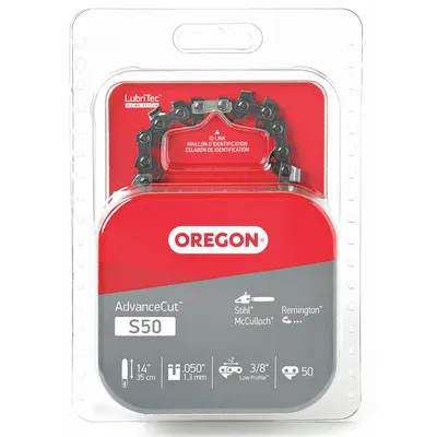 OREGON Chainsaw Chain: 14 in Compatible Bar Lg, 3/8 in, 0.05 in Gauge, 50 Links