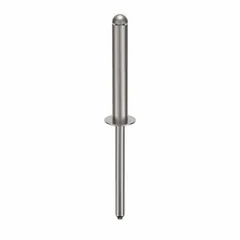 Domed-head blind rivet for fastening applications where only one side is accessible. Body length 1 11/64 in, overall length 2 15/32 in. Supplied in a 100-pack. Suitable for sheet metal, automotive, and general fabrication.