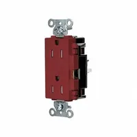 HUBBELL Receptacle: Decorator Duplex, 5-15, Red, 125V AC, 15 A, 2 Pole / 3 Wire (MPN DR15STRTR)