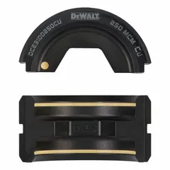 U-die set designed for crimping 250 kcmil copper conductors. Compatible exclusively with the DEWALT DCE310 crimper. Used to create secure electrical connections in industrial, commercial, and utility applications.