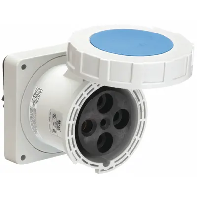 BRYANT Pin and Sleeve Receptacle: Blue, 250V AC, Three Phase, 100 A, 3 Pole, 4 Wire - Watertight Receptacles