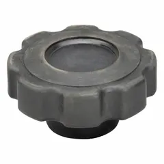 Plastic knob with steel thread insert. 8-arm design for manual adjustment and clamping on industrial machinery, jigs, and fixtures. Thread size 5/16"-18, diameter 1.25 in.