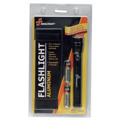 ABILITY ONE Flashlight: 60 lm, 1.5 hr Run Time at Max. Brightness, 1 Light Output, Silver - Flashlights