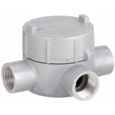 HUBBELL KILLARK Conduit Outlet Body: Aluminum, GE, 3/4 in Trade Size, T Body - T Round Body - Tee Type