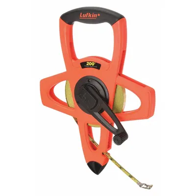 CRESCENT LUFKIN Long Tape Measure: Manual, PS1808DN, SAE/Engineers Scale, 200 ft, 1/100 ft - Open-Reel Long Tape Measures