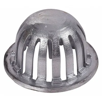 OATEY Dome Strainer: Aluminum, 3 3/8 in Overall Dia, 2 1/4 in Overall Ht, Unfinished - Dome Strainers for Floor Sinks