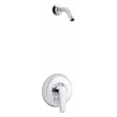 Single-handle shower faucet in polished chrome finish with lever handle. Part of the July series, designed for use with fixed shower arms. Suitable for residential and commercial bathroom installations.