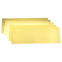 This 15-piece brass shim stock assortment includes Grade 260 plain brass shims, each 18 inches long and 6 inches wide. Thickness tolerance is +/-0.0001 in, width tolerance +/-0.008 in, and length tolerance +0.125/-0.000 in. Used for precision alignment, gap filling, and leveling in industrial machinery and tooling applications.