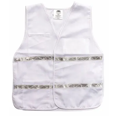 CONDOR Safety Vest: White, Polyester, Hook-and-Loop, Universal Vest Size - Legend Insert Safety Vest