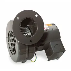 Direct-drive blower with a 3 3/4 in wheel diameter, includes a drive pack. Powered by a 1/70 hp, 115V AC, single-phase open motor with CW rotation. Suitable for ventilation, cooling, and air movement in industrial equipment such as ovens, furnaces, and HVAC systems.