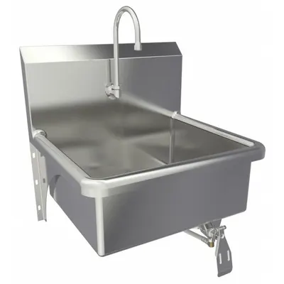SANI-LAV Hand Sink: 1 Stations, 9 in Bowl Dp, 20 in Bowl Lg, 17 in Bowl Wd, Faucet Included - One-Station Wall-Mounted Hand Sinks with Faucets