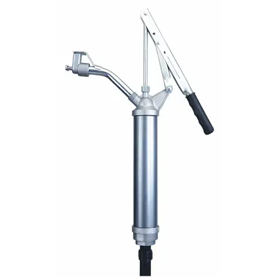Dayton Hand Pump: Lever Action, Pump with Spout, Steel Housing, 10 oz per stroke - Lever Handle Standard Drum Pumps