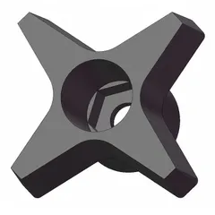 This four-arm hand knob is made of plastic with a #10 thread and a 1.75 in diameter. It is used for manual adjustment and locking in applications requiring a four-point grip, such as industrial machinery, jigs, and fixtures.