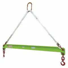 Fixed chain-mounted spreader beam with 96-inch overall length and 2,000 lb working load limit. Used in rigging and lifting operations to distribute loads evenly across multiple attachment points, preventing damage to the load or slings.