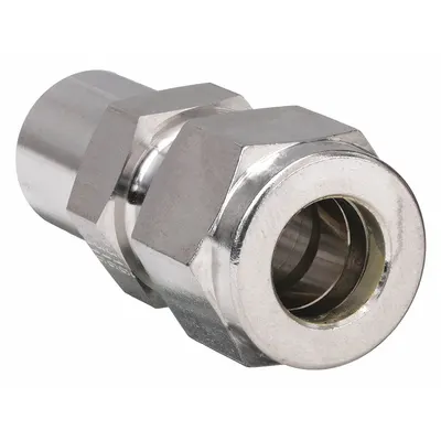 PARKER Compression Fitting Adapter: 1/2 in OD x 1/2 in OD Fitting Size - Double-Ferrule Stainless Steel Fittings