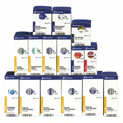This unitized first aid refill contains 206 components and serves 50 people. It includes 10 BZK wipes, 10 butterfly wound closures, and a gauze roll. The kit is OSHA compliant, latex free, and contains no oral or inhalant medication. Suitable for business and workplace settings.