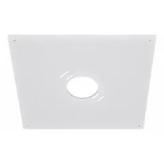 This white mounting plate is a replacement part for parking garage and canopy light fixtures. It provides a secure base for mounting the light assembly, ensuring proper alignment and support in commercial or industrial overhead lighting applications. Overall height: 12 1/2 in.