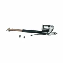 This metal head actuator is designed for adjusting the head section of healthcare beds. It is compatible with Drive Medial systems and replaces manufacturer part number 15300. The actuator is finished in black and provides positioning for patient comfort and care.