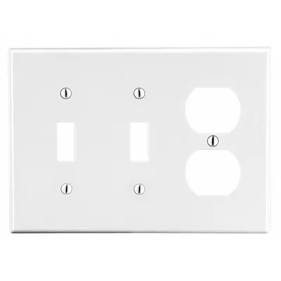 HUBBELL Wall Plate: Combo, 3 Gang, White - Combination Wall Plates