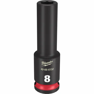 MILWAUKEE Deep Impact Socket: 3/8 in Drive Size, Metric, 8 mm Socket Size, 6-Point - 3/8" Drive Impact Sockets