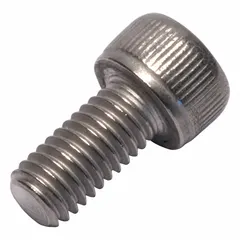 Metric standard socket head cap screw with M5x0.80 thread, 10 mm length, Grade 2 titanium construction, 5.2 mm head height, and 4 mm drive size. Plain finish. Suitable for applications requiring corrosion resistance and reduced weight.