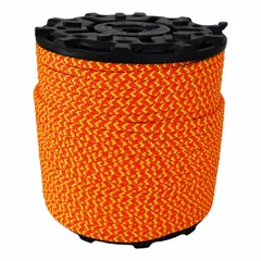 Dynamic braid rope for rigging and climbing applications. 1/2-inch diameter, 150-foot length, with a 750 lb working load limit. Designed for lifting, load securing, and rope access where controlled stretch and energy absorption are needed.