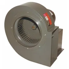 Direct-drive blower with 9-inch wheel diameter, includes drive pack. Powered by a 1 hp, 208-230/460V AC, three-phase open motor with clockwise rotation. Suitable for industrial ventilation, exhaust, and air movement applications.