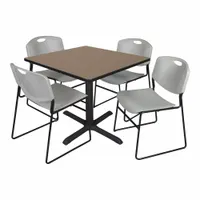 CAIN Cafe/Breakroom Table: Laminate, Oak, 29 in Overall Ht - Max, 42 in Overall Wd, 42 in Overall Dp (MPN TB4242NO44GY)