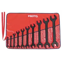 PROTO Open End Wrench Set: Alloy Steel, Black Oxide, 10 Tools, 5/16 in to 1 5/8 Range of Head Sizes (MPN J3000HB)