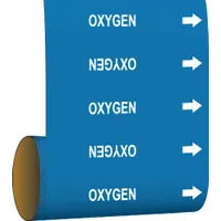 Pipe Marker: Oxygen, Blue, White, Fits 2 in and Smaller Pipe O.D., 30 Pipe Markers, With Arrows (MPN 41470)