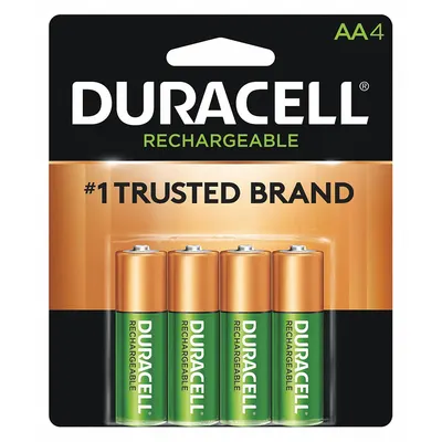 DURACELL Rechargeable Battery: AA Battery Size, Nickel-Metal Hydride, 1.2V DC