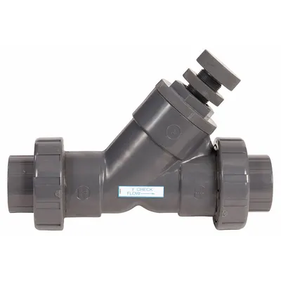 HAYWARD Spring Y Check Valve: Piston, Y-Style Valve Body, 4 in Pipe Size, FNPT x FNPT - Adjustable PVC Y Piston Check Valves