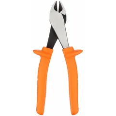 Standard-cut diagonal-cutting pliers with insulated handles for electrical work. Straight jaw design, 7/8 in jaw length, 1 1/4 in jaw width, overall length 6–8 in. Suitable for cutting ACSR cable and other general cutting tasks in electrical applications.