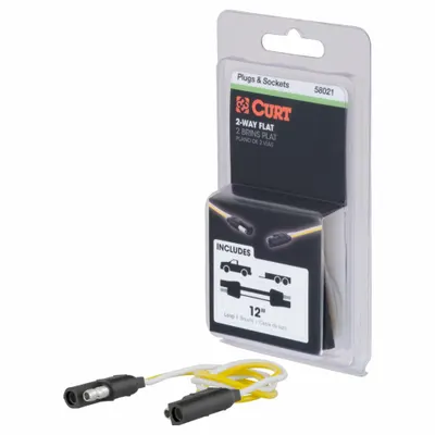 CURT Automotive Electrical Plug: 2-Way, Rubber, 16 ga Wire Gauge, Trailer and Tow Vehicle - Fleet and Vehicle Maintenance